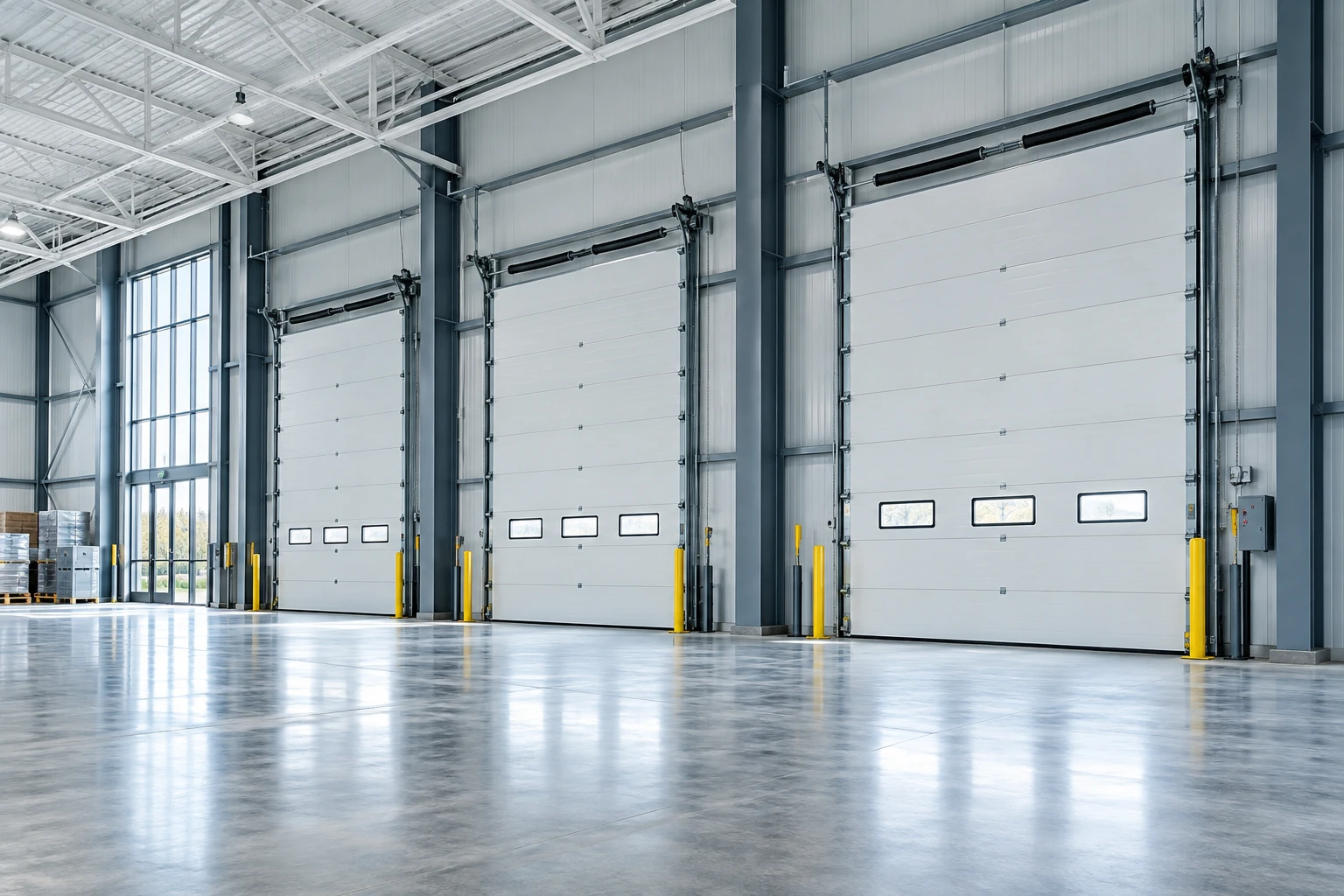 Garage door repair technician and service van