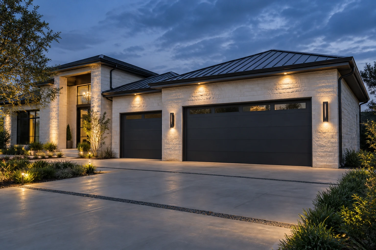 Garage door repair technician and service van