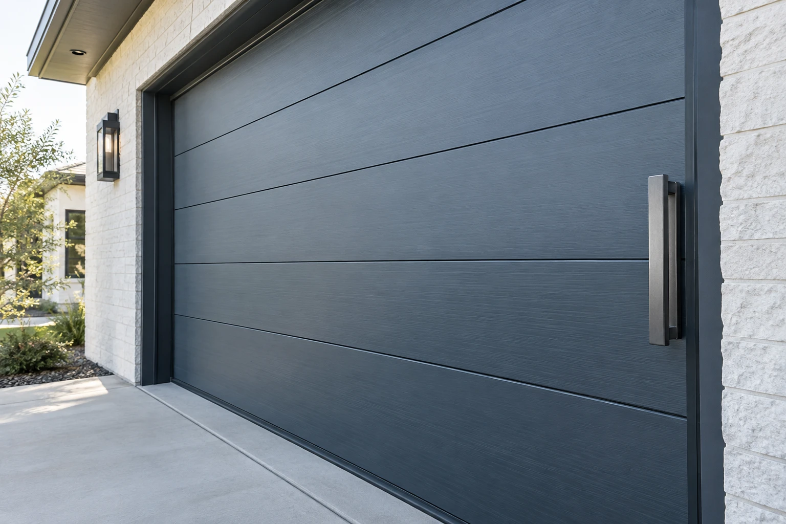 Garage door repair technician and service van