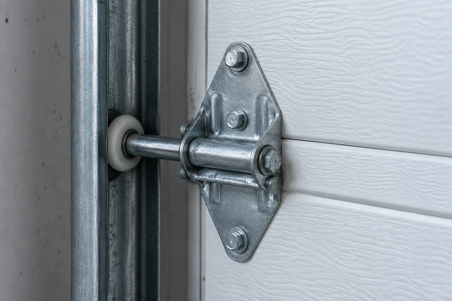 Garage door repair technician and service van